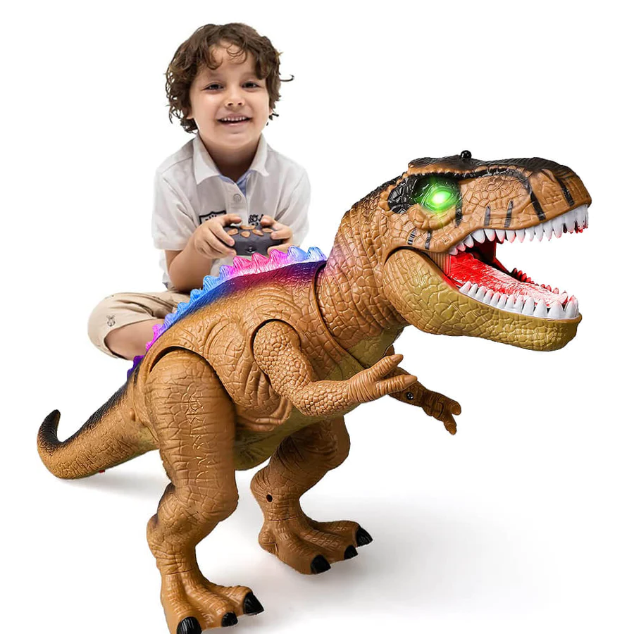 Remote control walking dinosaur toy Brown