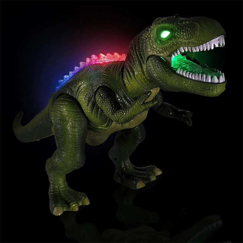 Remote control walking dinosaur toy with LED effects