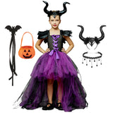 Evil Queen Halloween Costume with Horned Headband & Staff thumbnail 4
