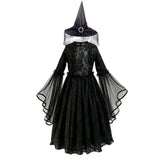 Girls Gothic Lace Dress Costume with Bell Sleeves thumbnail 3
