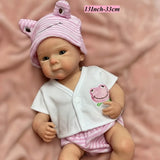13" Mini Silicone Reborn Baby Doll with 2 Outfits thumbnail 3