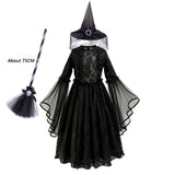 Girls Gothic Lace Dress Costume with Bell Sleeves thumbnail 4