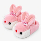 Pantoufles lapin de dessin animé pour filles, chaussures d'intérieur d'hiver chaudes doublées de coton miniature 5
