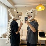 Dinosaur Skeleton Plush Headpiece Costume with Long Spine Tail thumbnail 2