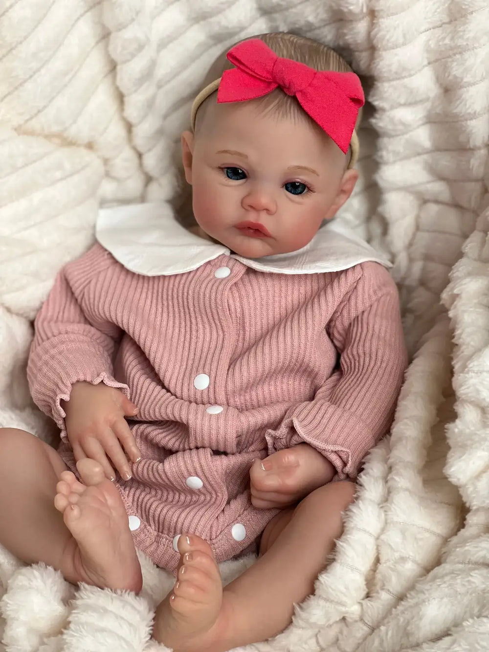 19" Realistic Reborn Baby Doll - Hand-Painted, Rosy Cheeks