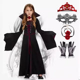 Girls Vampire Queen Halloween Costume Dress with Gothic Collar thumbnail 5