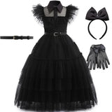 Wednesday Addams Costume - Girls Gothic Black Dress Fancy Dress thumbnail 3