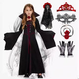 Girls Vampire Queen Halloween Costume Dress with Gothic Collar thumbnail 6