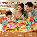 Hamburger & Noodle Play Dough Set - 39pcs Kitchen Craft Kit thumbnail 2