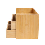 Bamboo Desk Organizer with 3 Drawers – Natural Wood Tabletop Storage thumbnail 3