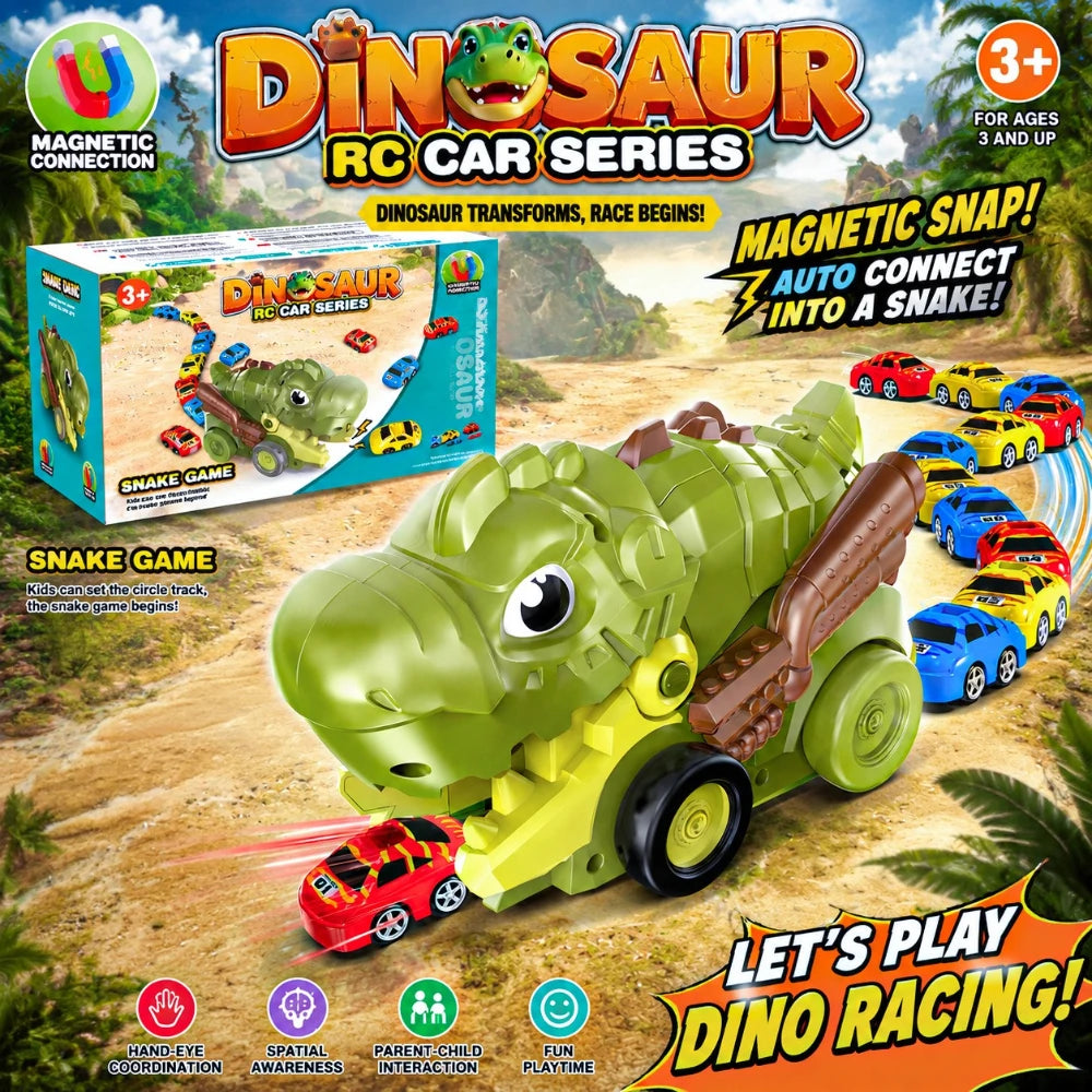 RC Dinosaur Eating Car, Magnetic Mini Cars Included