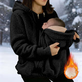 Kangaroo Pocket Babywearing Fleece Hoodie Coat thumbnail 2