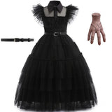 Wednesday Addams Costume - Girls Gothic Black Dress Fancy Dress thumbnail 4