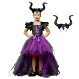 Evil Queen Halloween Costume with Horned Headband & Staff thumbnail 2
