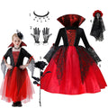 Girls Gothic Lace Dress Costume with Bell Sleeves