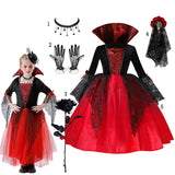 Girls Gothic Lace Dress Costume with Bell Sleeves thumbnail 1
