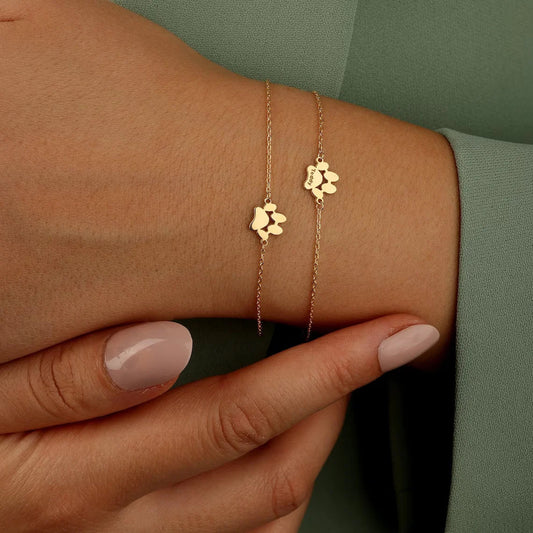 Personalised paw print bracelet, main view