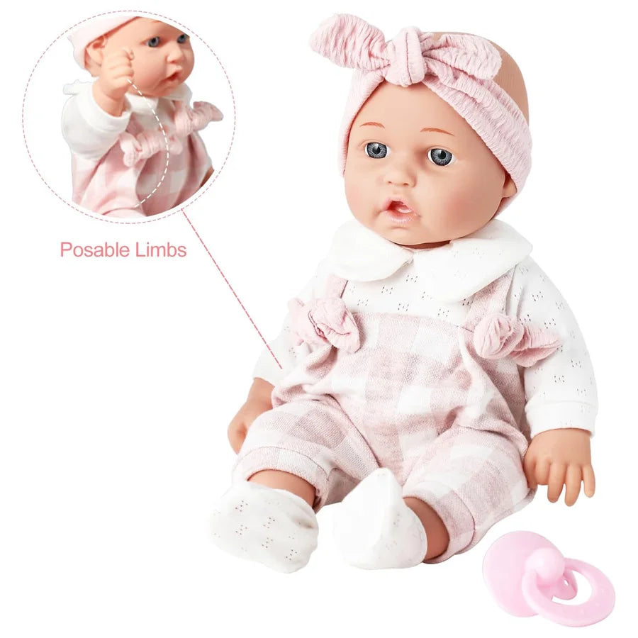 Soft Baby Doll with Dummy, Headband & Sleepsuit