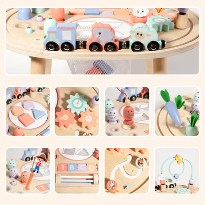 Toddler activity table with fishing game and shape sorter