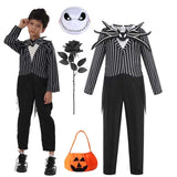 Boys Pinstripe Skeleton Jumpsuit Costume thumbnail 4