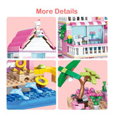 Pink Beach House Building Block Set - 822pc 2-in-1 with 5 Mini Figures thumbnail 2