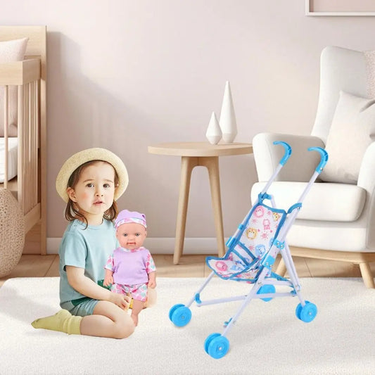 Doll pram wheels and frame detail
