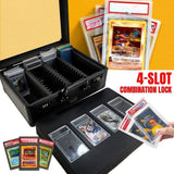4-Row Graded Card Storage Box with Clear Lid, Carbon Fibre Pattern thumbnail 3