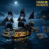 2900-Piece Black Pirate Ship Building Block Set – 61.6cm Detailed Sailing Ship Model thumbnail 2
