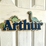 Personalised Wooden Dinosaur Name Sign for Kids Room thumbnail 4