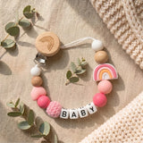 Personalised Name Pacifier Clip - Silicone & Wood Dummy Holder thumbnail 6