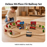 88-Piece Wooden Train Track Set with Bridge, Station & Vehicles thumbnail 3
