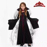 Girls Vampire Queen Halloween Costume Dress with Gothic Collar thumbnail 2
