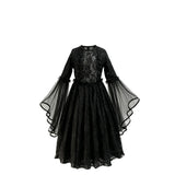 Girls Gothic Lace Dress Costume with Bell Sleeves thumbnail 2