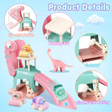 Piste de course de voitures avec toboggan dinosaure – Aire de jeu de stationnement Montessori miniature 4
