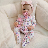 18" Realistic Reborn Baby Doll - Bunny Print Romper, Pink Bow thumbnail 1