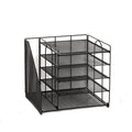 5-Tier Paper Tray Desk Organiser with File Holder – Black