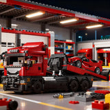 Heavy Transport Truck with Sports Car Building Block Set thumbnail 4