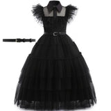Wednesday Addams Costume - Girls Gothic Black Dress Fancy Dress thumbnail 1