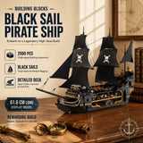 2900-Piece Black Pirate Ship Building Block Set – 61.6cm Detailed Sailing Ship Model thumbnail 6
