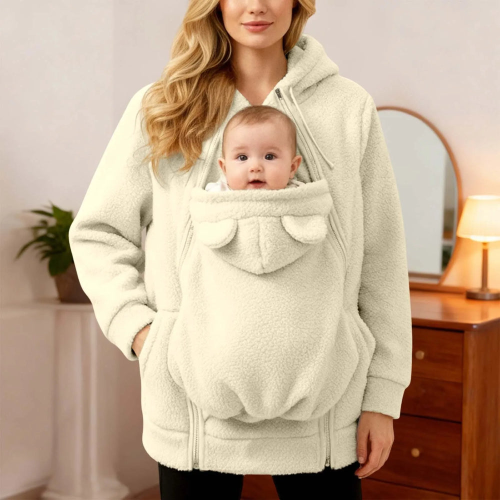 Kangaroo Pocket Babywearing Fleece Hoodie Coat