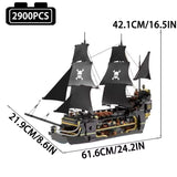 2900-Piece Black Pirate Ship Building Block Set – 61.6cm Detailed Sailing Ship Model thumbnail 5