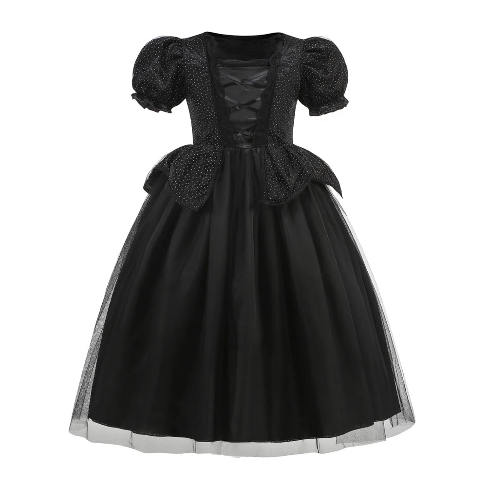Maleficent Costume - Girls Horned Villain Ball Gown Fancy Dress