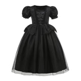 Maleficent Costume - Girls Horned Villain Ball Gown Fancy Dress thumbnail 1