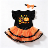 Baby Girls Pumpkin & Black Cat Halloween Tutu Set thumbnail 5