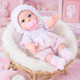 12 Inch Reborn Baby Doll Set with Jumpsuit, Lace Hat & Pacifier thumbnail 2