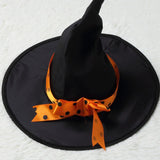 Girls Orange & Black Witch Halloween Costume with Hat & Pumpkin Bag thumbnail 5