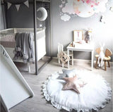 Round Ruffled Baby Play Mat - Cotton Crawling Rug, 100cm thumbnail 3