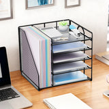 5-Tier Paper Tray Desk Organiser with File Holder – Black thumbnail 3
