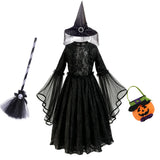Girls Gothic Lace Dress Costume with Bell Sleeves thumbnail 5