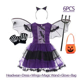 Girls Purple Bat Costume Dress with Wings and Headband thumbnail 4